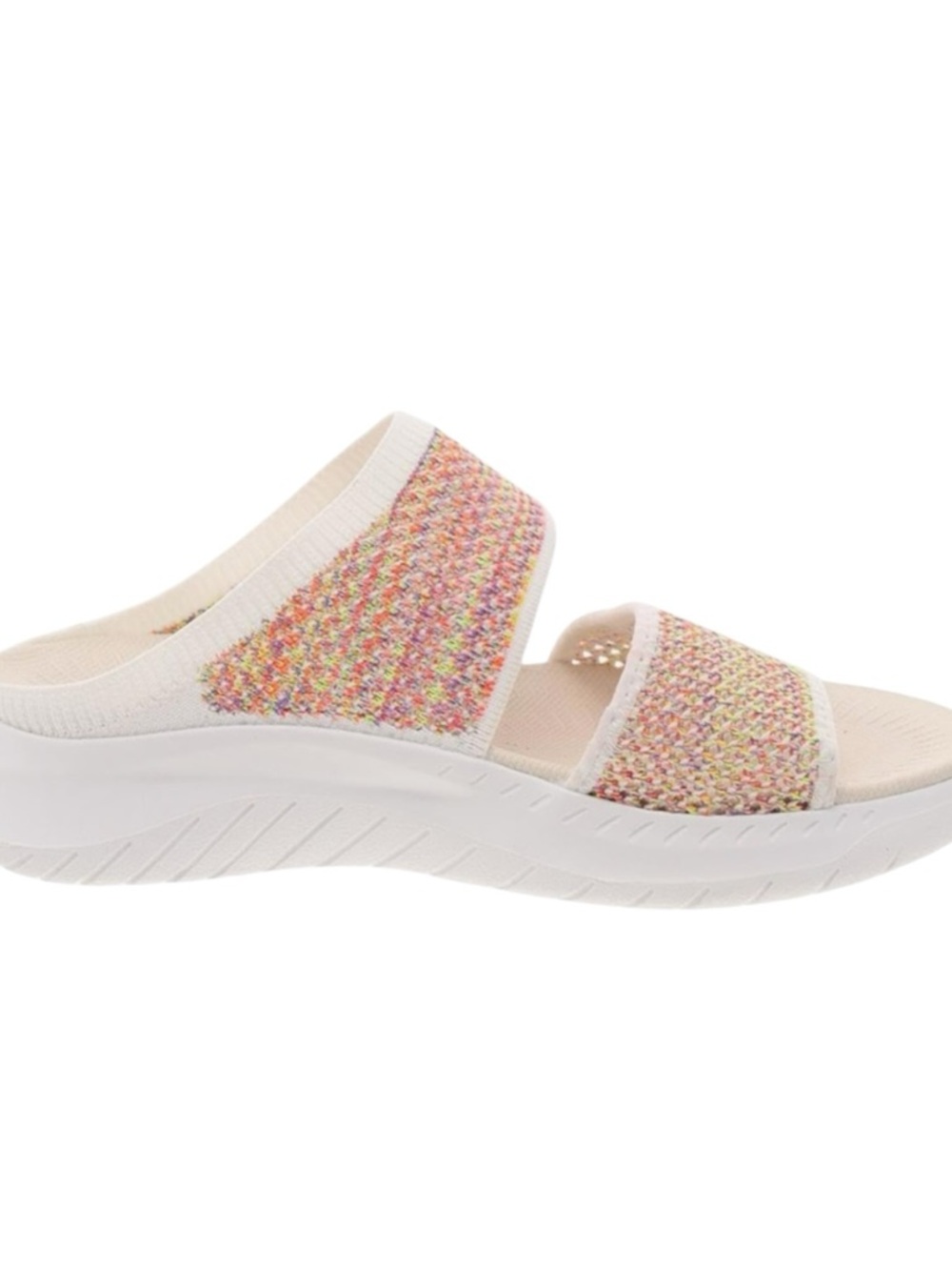Comfort Knit Slide Sandals - White/Multi 9 M - Picture 2 of 5
